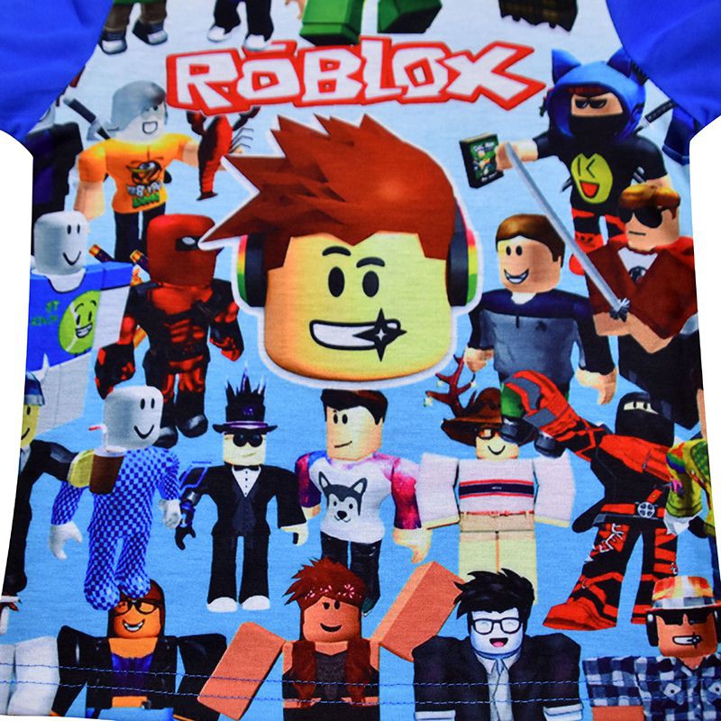 Áo Thun Tay Ngắn In Hình Roblox Thời Trang Cho Bé Trai