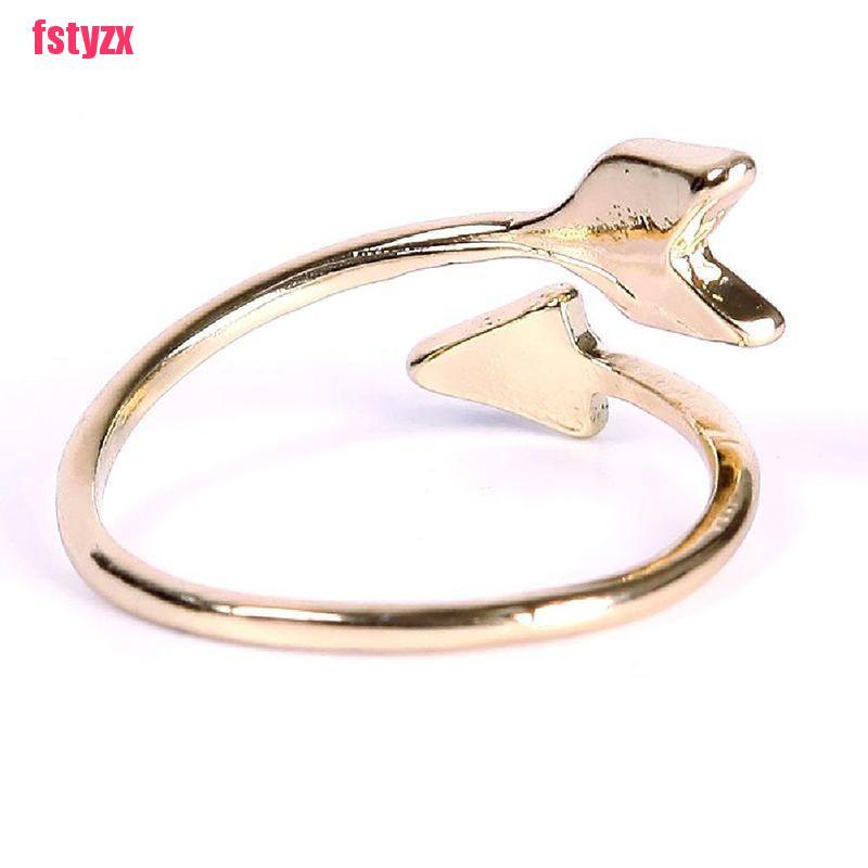 FSVN Women Girl Fashion Rings Gold Silver Adjustable Arrow Open Knuckle Ring Jewelry