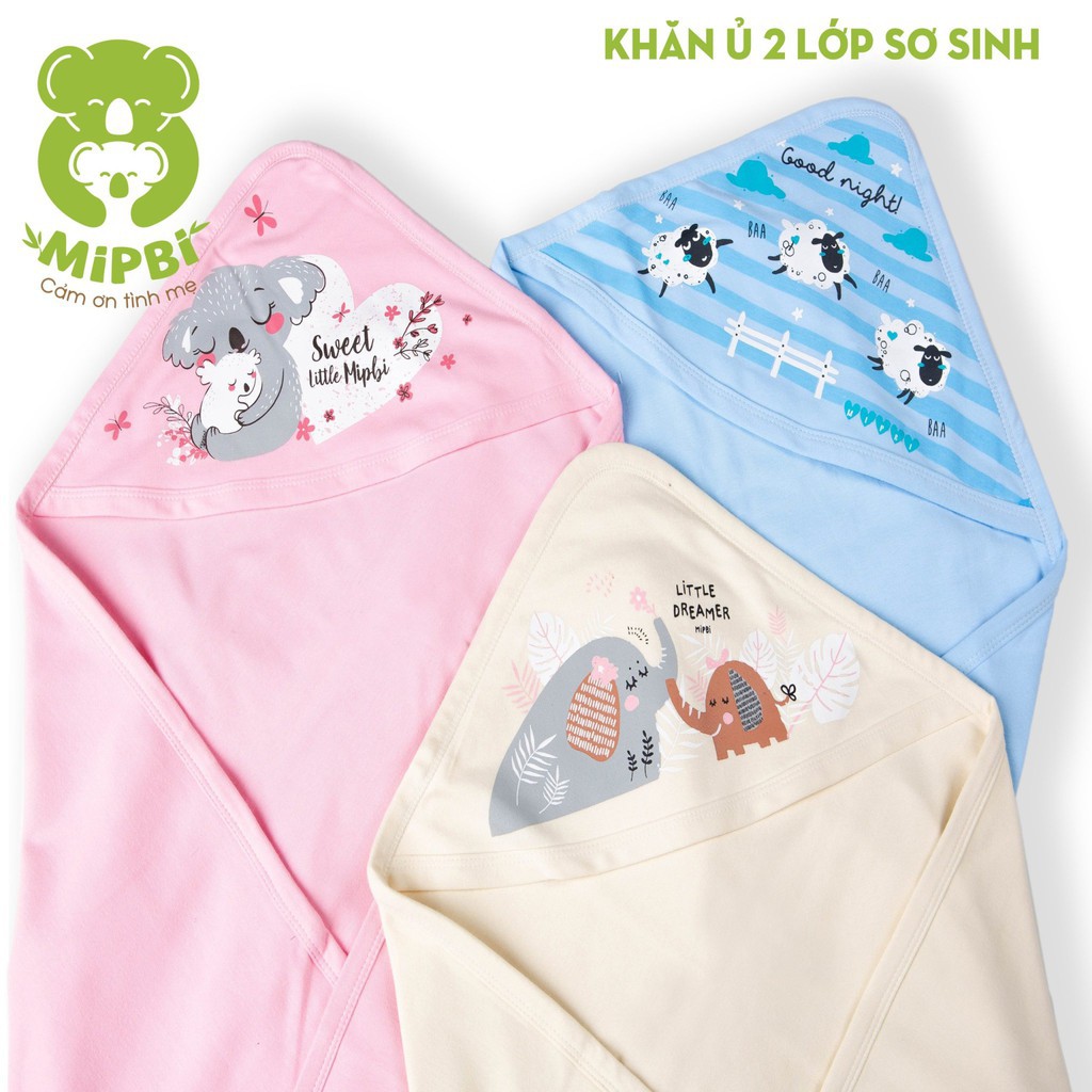 Khăn Ủ Mipbi Cho Bé Sơ Sinh 100% Cotton 2 Lớp