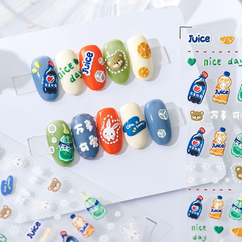 LILYES Miếng Dán Trang Trí Móng Tay Tự Dính Họa Tiết Hoạt Hình Gấu Pooh 5D Dễ Thương