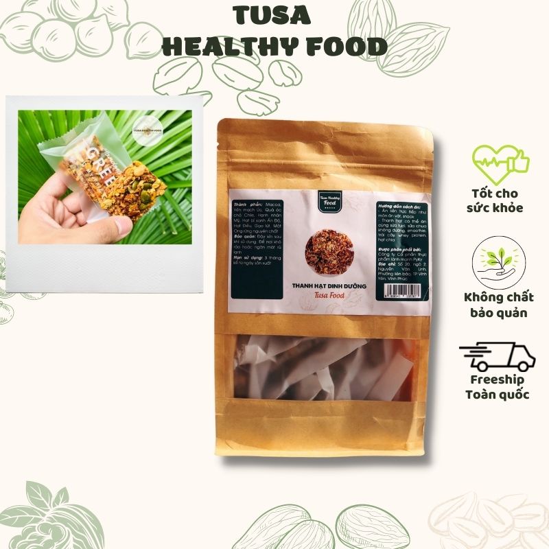 Thanh hạt năng lượng dinh dưỡng Tusa healthy food 250g, Bánh ngũ cốc siêu hạt ăn kiêng chuẩn keto thơm ngon, giòn rụm