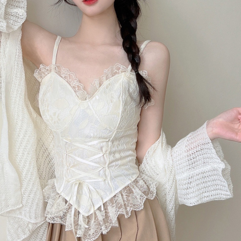 Áo Lót Hai Dây Phối Ren Hở Lưng Phong Cách Cổ Điển Quyến Rũ Dành Cho Nữ
