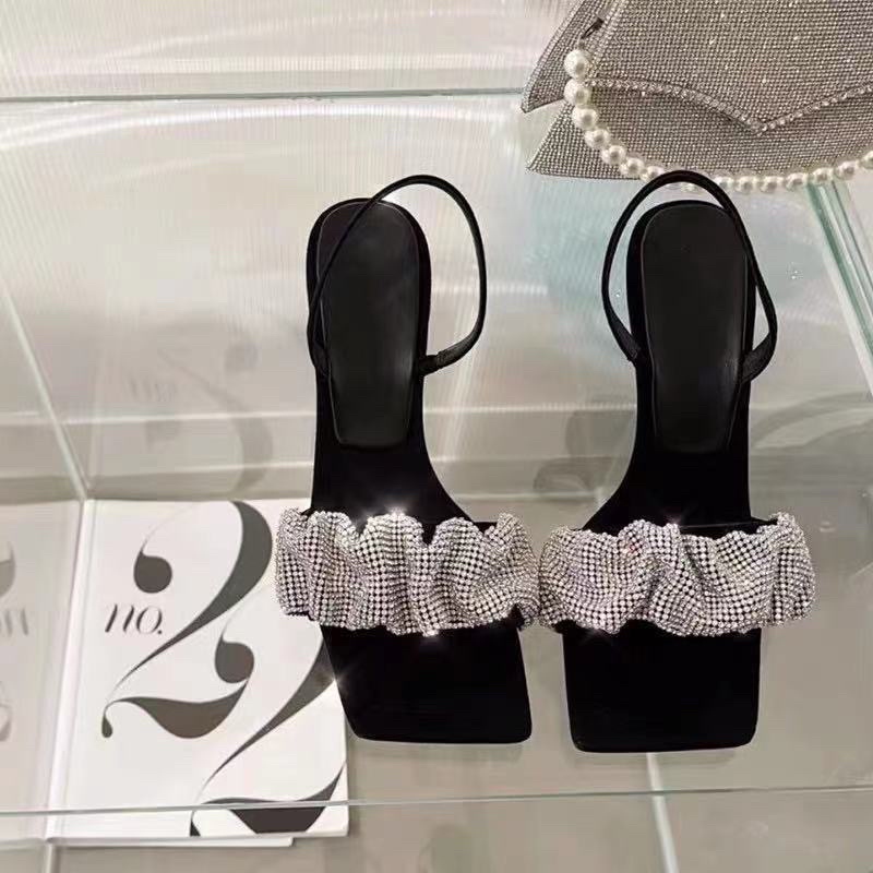 Dép sandal cao gót nữ đính đá