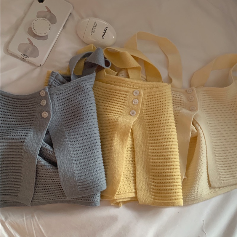 SUXI Set Áo Sơ Mi Dài Tay Trong Suốt + Áo Len Không Tay Phong Cách Hàn Quốc Dành Cho Nữ