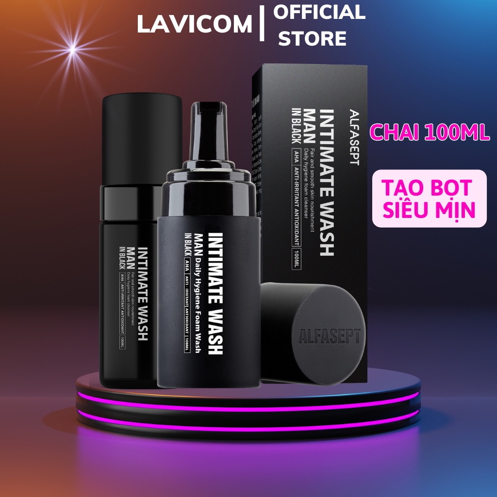 Bọt Vệ Sinh Nam ALFASEPT Intimate Wash For Men In Black Chai 100ml hương nước hoa