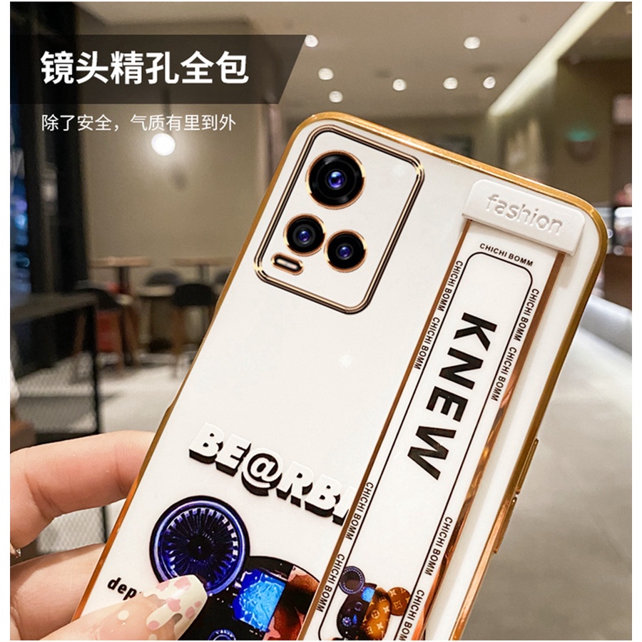 Ốp lưng Vivo Y21 Vivo Y21S Vivo Y33S điện thoại mạ điện hình gấu 3D thời trang cho