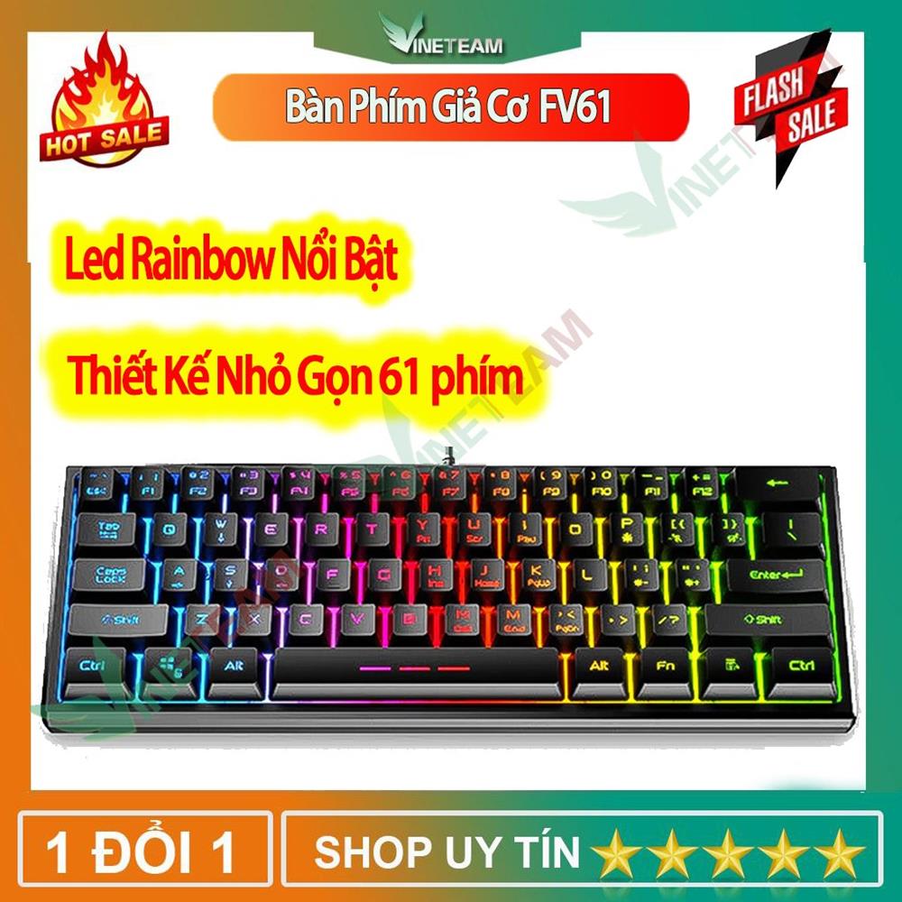 Bàn Phím Chơi Game Mini 61 Phím Nhỏ Gọn Led Rainbow Đổi Màu Với 3 Chế Độ Led