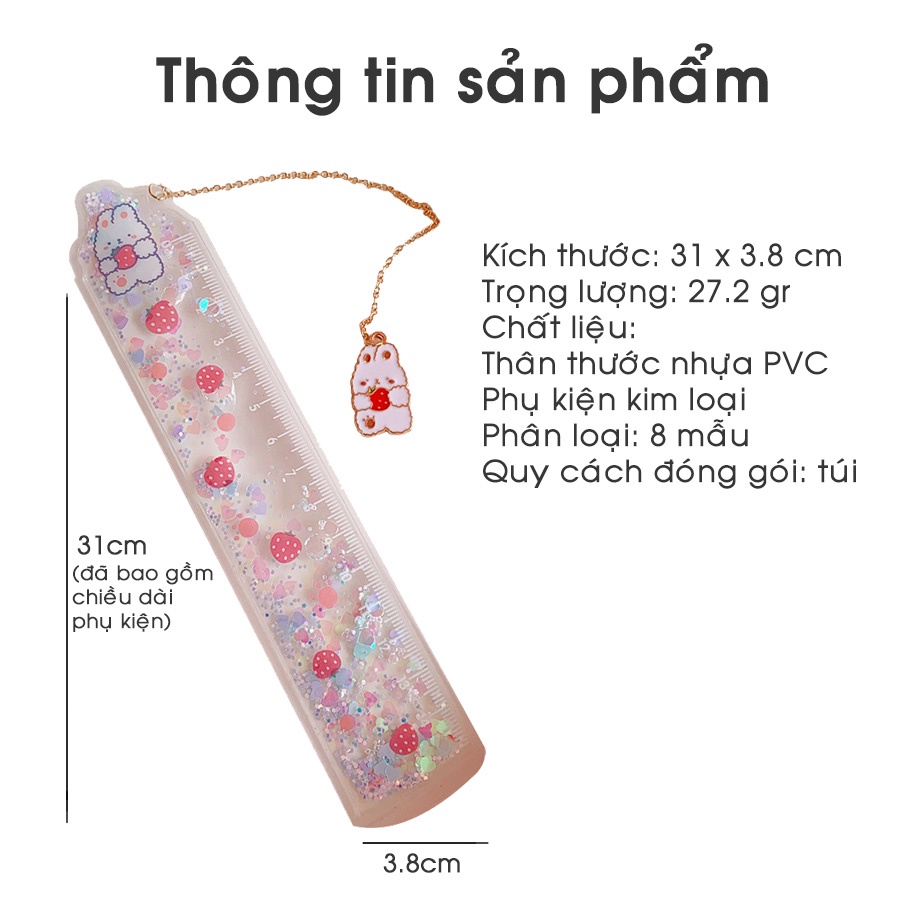 Thước Kẻ Bookmark Nhựa Dẻo Kèm Phụ Kiện Hoạt Hình CUTE