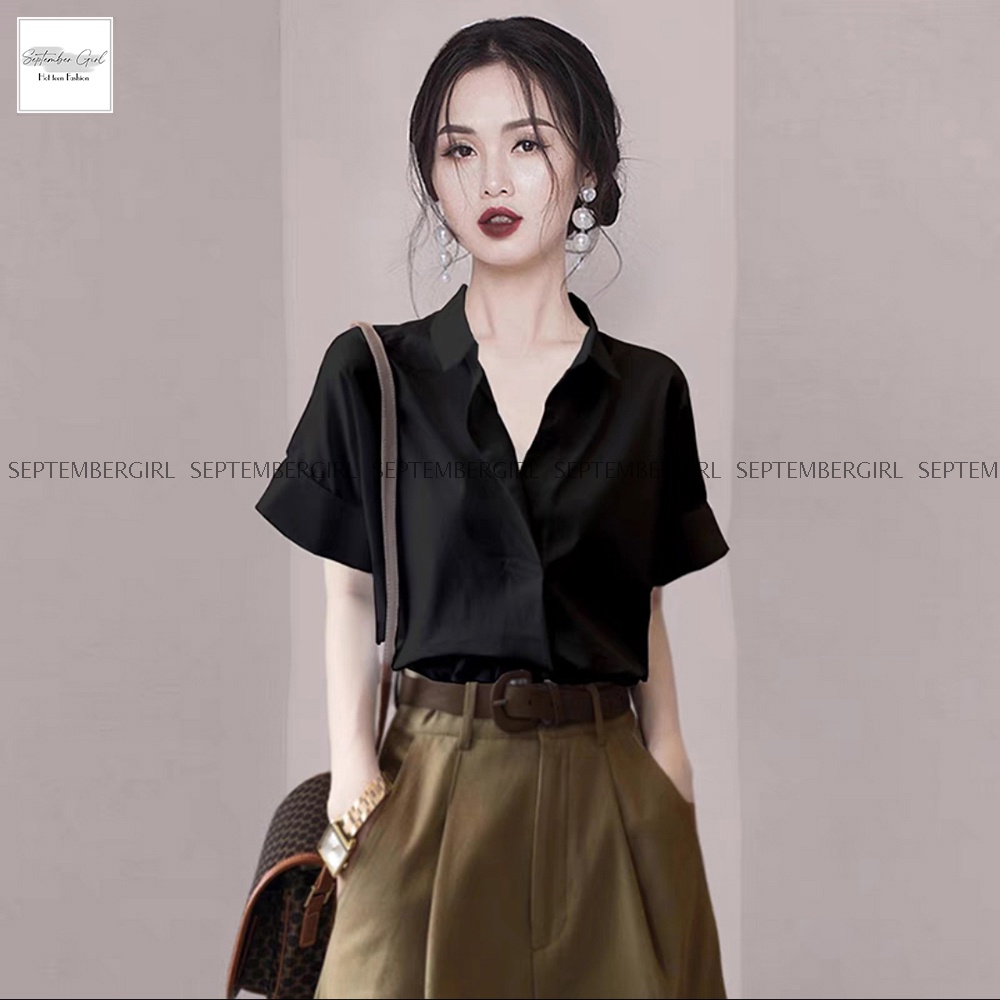 Áo sơ mi công sở nữ ngắn tay trơn màu thanh lịch SOMI NU 007 septembergirl