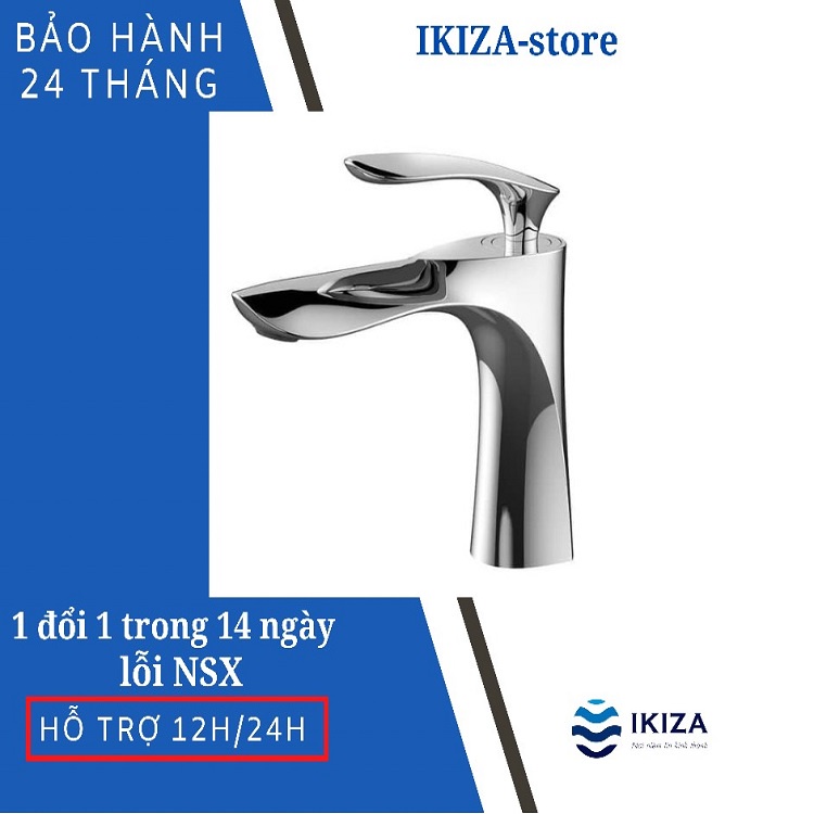 Vòi lavabo lá nóng lạnh đồng mạ crom, vòi chậu rửa mặt mạ crom ikiza 20cm 30 cm