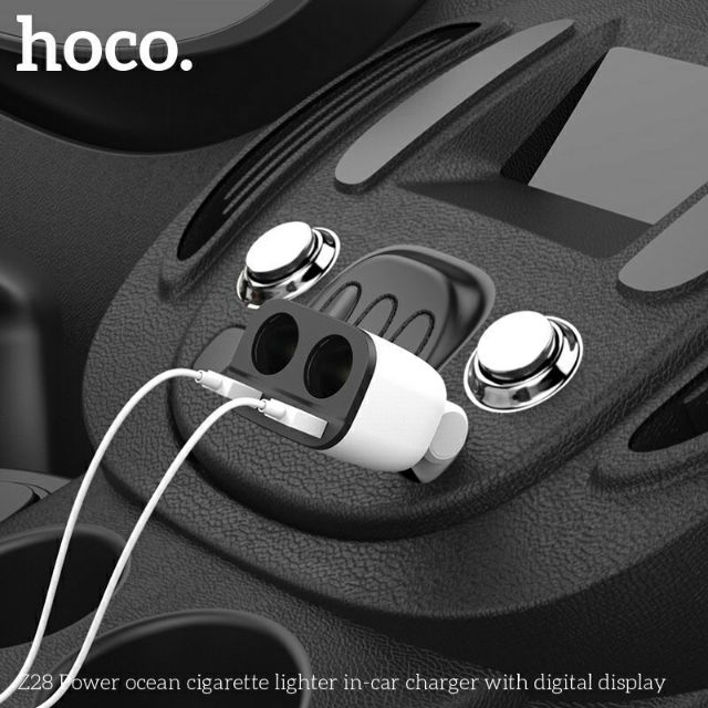 Bộ Chia Tẩu Sạc oto 2 Cổng USB Hoco Z28 - Củ Sạc Điện Thoại Trên Xe Hơi - Hàng Chính Hãng