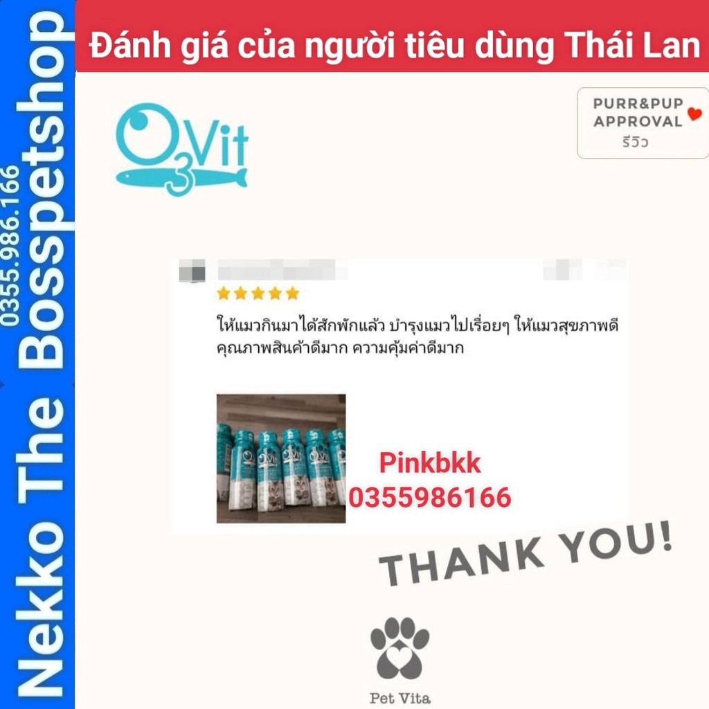 Siro O3Vit - OMEGA 3 VÀ VITAMIN CHO MÈO phát triển toàn diện ⚡NỘI ĐỊA THÁI ⚡nhập trực tiếp Thái Lan không qua trung gian