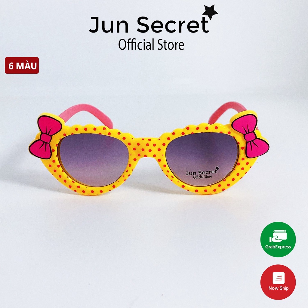 Kính mát trẻ em form ôm mặt Jun Secret tròng đính nơ chấm bi dễ thương dành cho bé gái từ 1 tới 5 tuổi JS1207