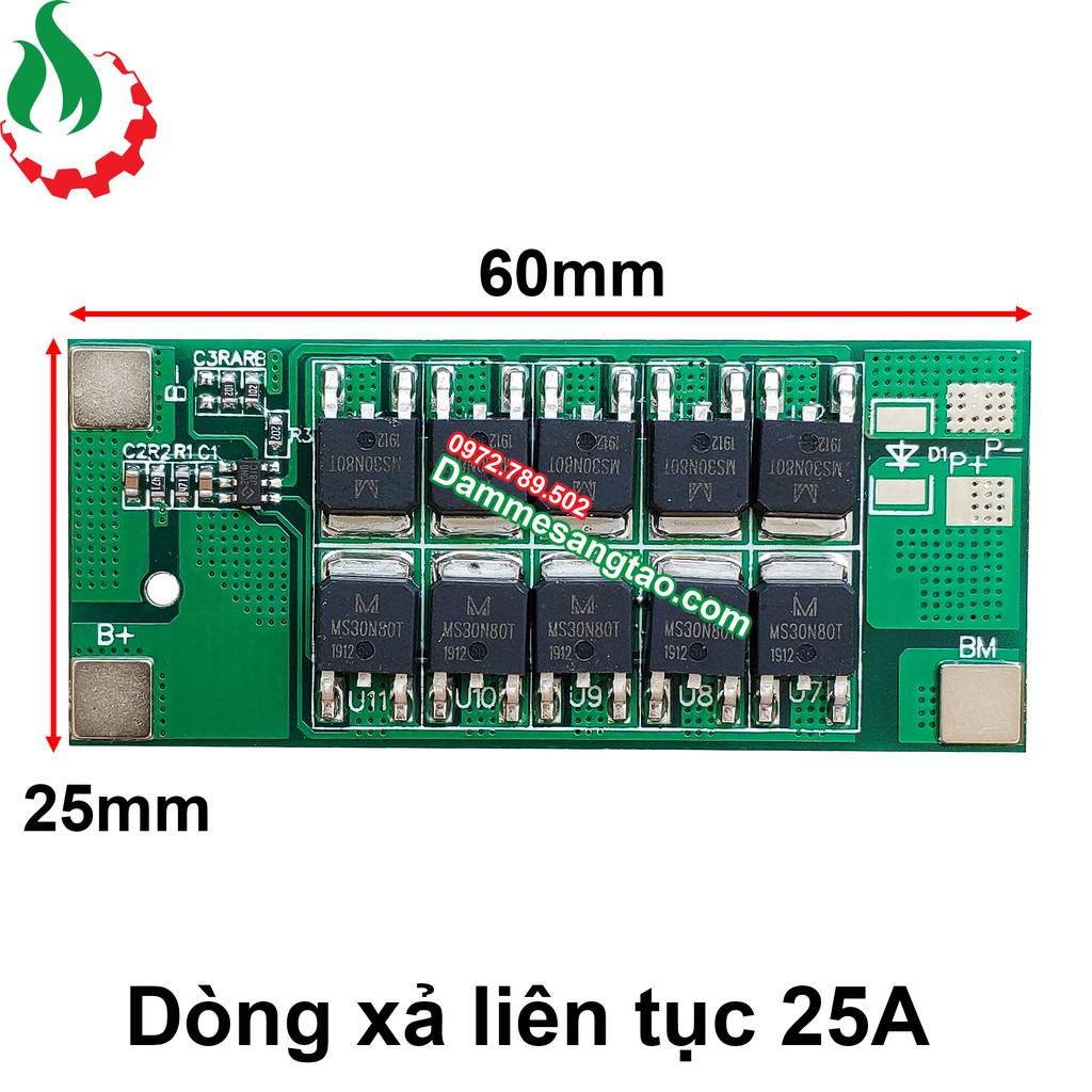 DMST Mạch 2S 7.4V 25A BW bảo vệ pin Li-ion 3.7V