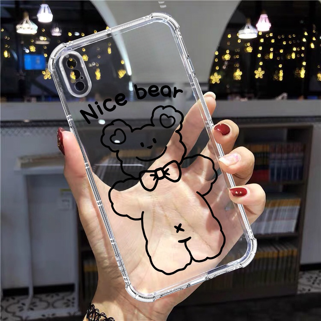 Ốp lưng iphone trong suốt Nice bear bảo vệ camera cho iphone 14 13 pro max 11 12 pro max mini x xr xs max 6 s 7 8 plus
