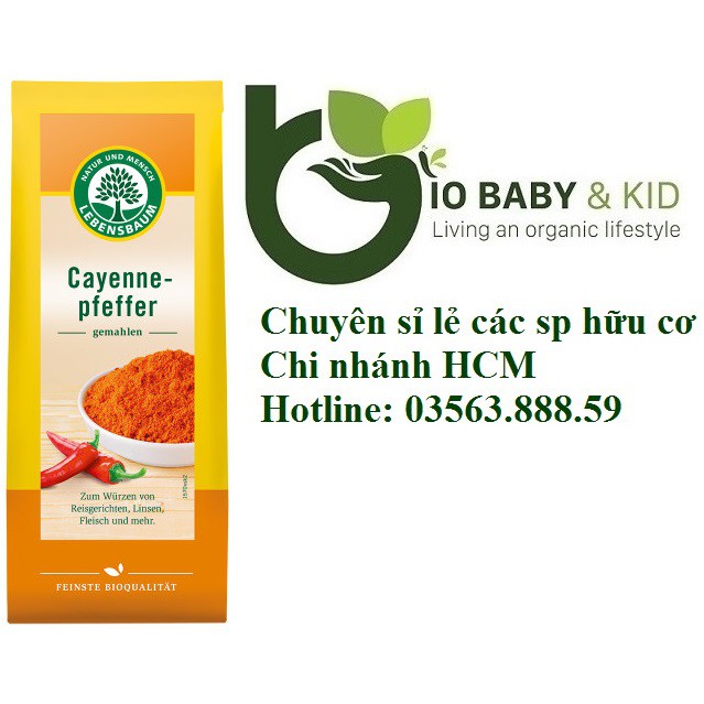 Bột ớt cayenne hữu cơ Lebensbaum 50g