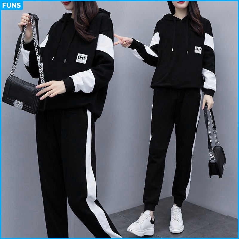 Bộ Quần áo thu đông nam nữ FUNS mã "TT38-Q" dáng đẹp hàn quốc bao gồm áo khoác hoodie và quần jogger