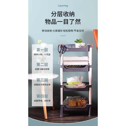 Kệ chữ nhật đựng gia vị nhựa, để đồ phòng tắm 2 tầng, 3 tầng, 4 tầng Cam Homeware