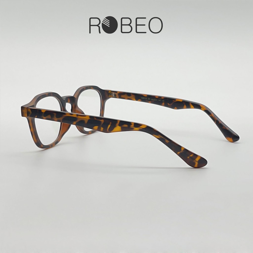 Gọng kính cận nam nữ ROBEO R0414, gọng vuông đa giác mắt chống ánh sáng xanh - Fullbox