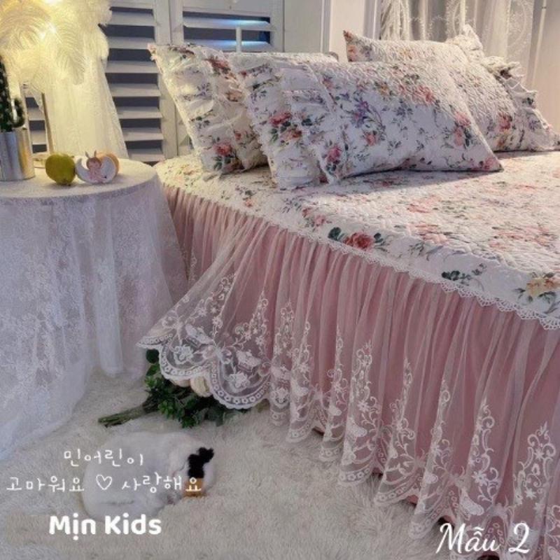Set Ga Gối Phủ Chân Giường Chần Bông Hoạ Tiết Hoa Nhí Hàn Quốc TUTI MOMMY