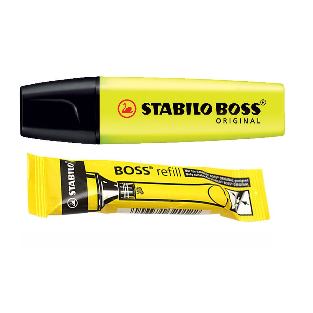 Bộ 1 Bút dạ quang STABILO BOSS ORIGINAL + Ruột châm mực vàng (HL70-C1)