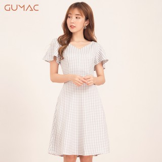 Đầm caro tay loe da538 gumac