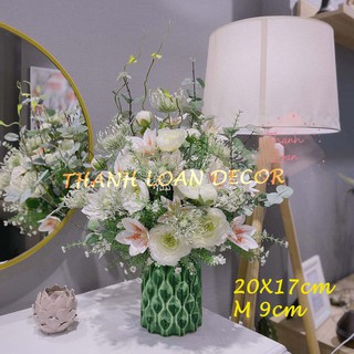 Lọ hoa để bàn cỡ vừa men xanh ngọc lục bảo - Gốm sứ Bát Tràng