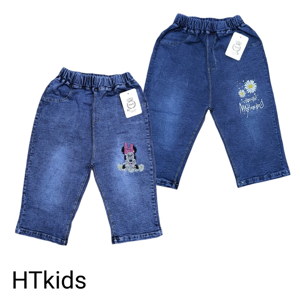 Com bo 2 quần ngố jean bé gái sz 35-50kg, chất mềm mịn, co giãn