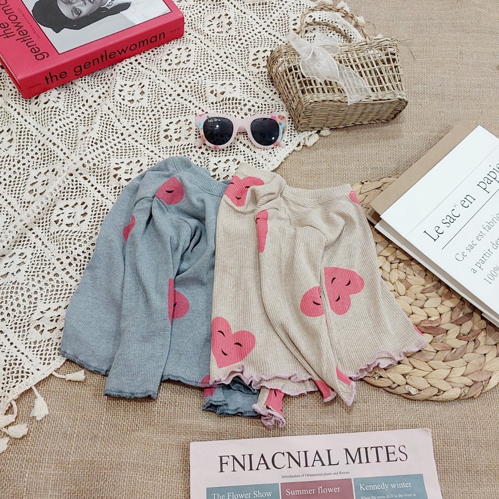 Đồ bộ bé gái dài tay AM776 - Bộ quần áo cho bé gái chất tăm mặc thu đông TTR69