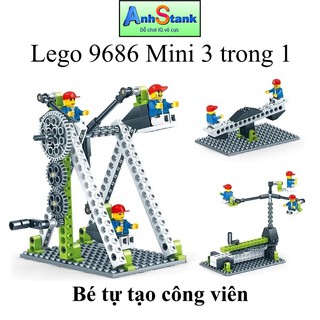 Mô hình 9686 technic Mini Bé tự làm kĩ sư cơ khí chế tạo công viên 3 trong 1 97 chi tiết Mã 1000-1, full hộp sách