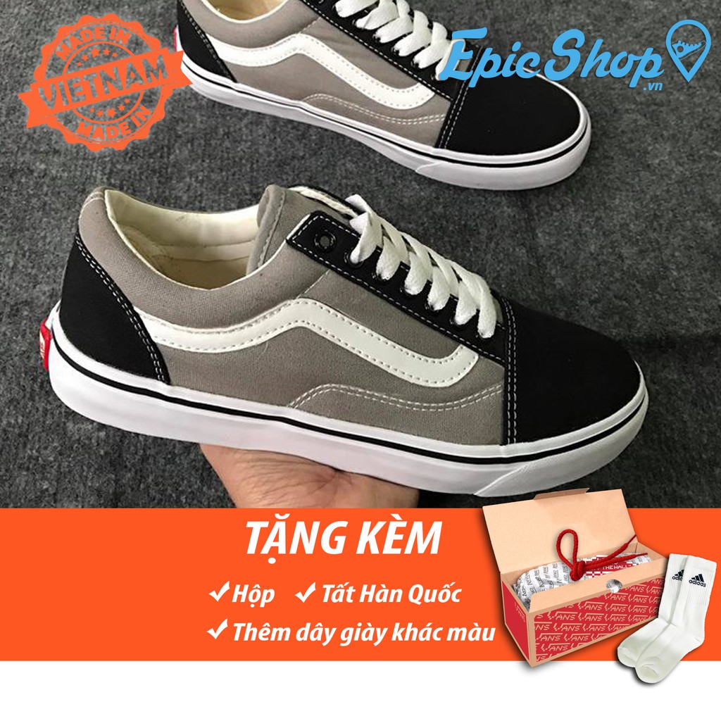 [FREE SHIP + FULL BOX] Giày Old Skool đen xám nam nữ giá rẻ