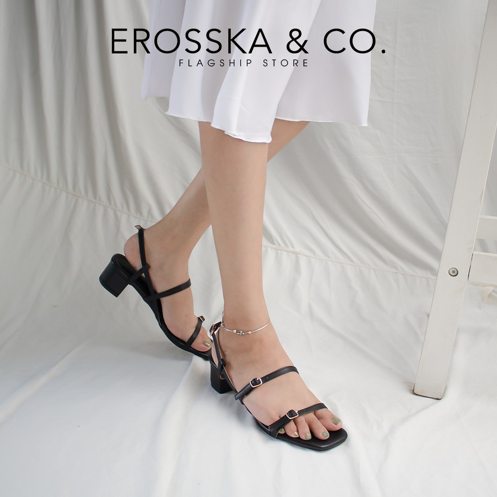 Giày sandal cao gót Erosska kiểu dáng Hàn Quốc cao 5cm màu đen - EB036