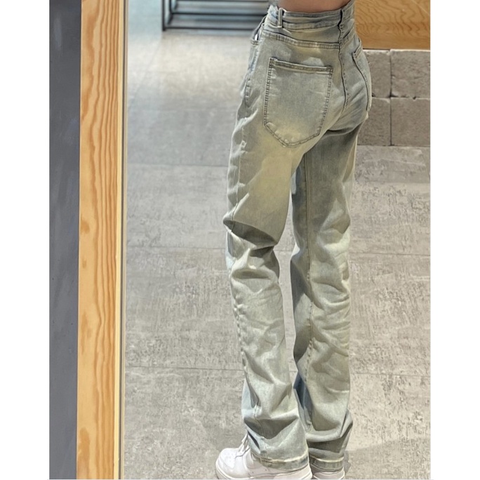 Quần Jean Nữ Lưng Cao Ống Đứng Phong Cách Đường Phố Mỹ Cá Tính