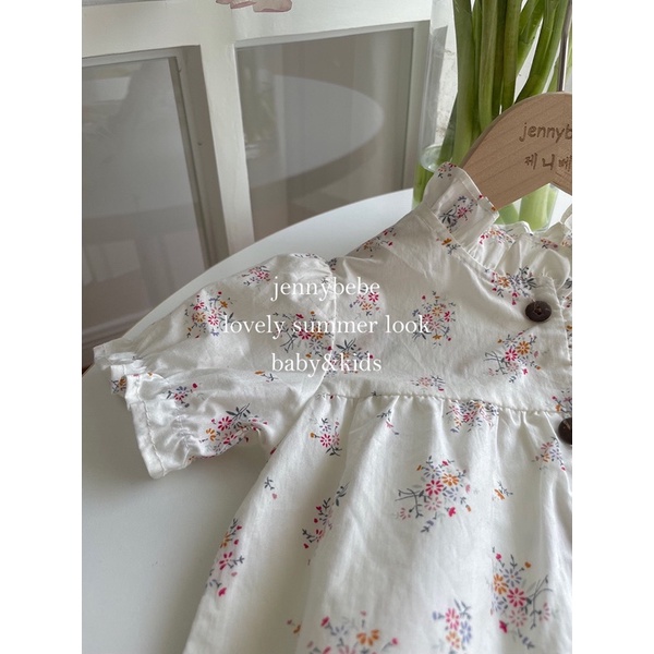 Bộ Body Bé Gái Cộc Tay Hoa Nhí Style Hàn Quốc Cho Bé 0-2 Tuổi Nhà Jennybebe