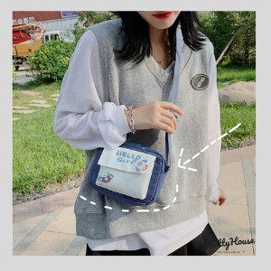 Túi Đeo Chéo Cao Cấp Chống Nước In Chữ Hello Girl Tặng Kèm Stiker Thời Trang Nữ Phong Cách Trẻ Trung Học Sinh