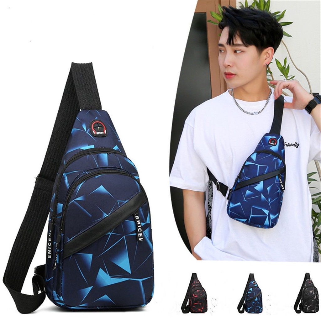 Túi đeo chéo ngực 2 lớp bằng vải canvas thời trang cho nam và nữ