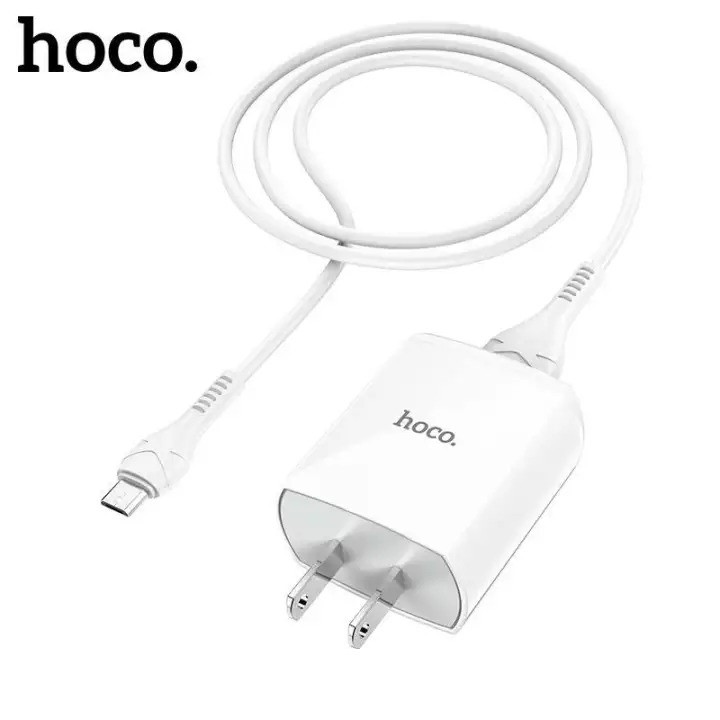 Bộ sạc nhanh 2.4A Hoco DC13 chân dẹt 1 cổng USB kèm dây Micro dài 1M cho Android