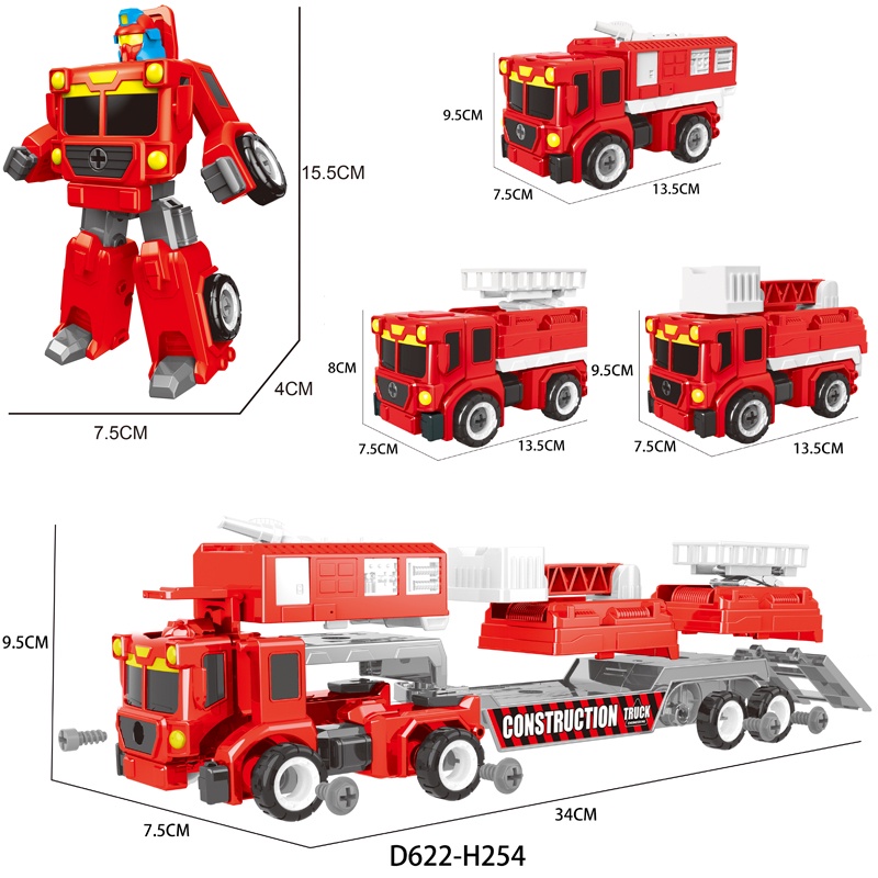 Đồ Chơi Lắp Ráp Xe Cứu Hỏa Biến Hình DIY Cho Bé