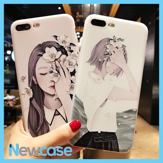 Ốp lưng dẻo đôi họa tiết 3d cô gái và hoa châu âu - iphone 5, 6, 6plus, 7, 7plus, 8, 8plus, x