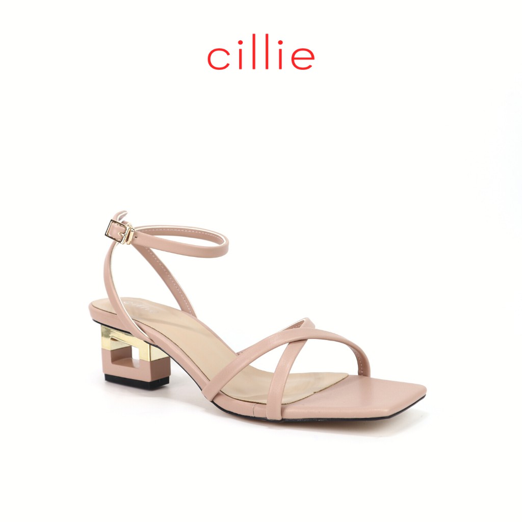 Giày sandal cao gót nữ dây chéo mảnh gót khoét độc lạ cao 5cm đi làm đi học Cillie 1095