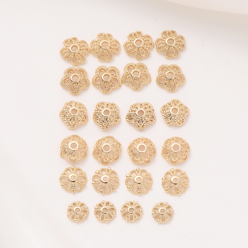 Set 50 Túi Đồng 14K Khắc Rỗng Màu Vàng Đồng Dùng Làm Trang Sức Vòng Tay/Dây Chuyền diy