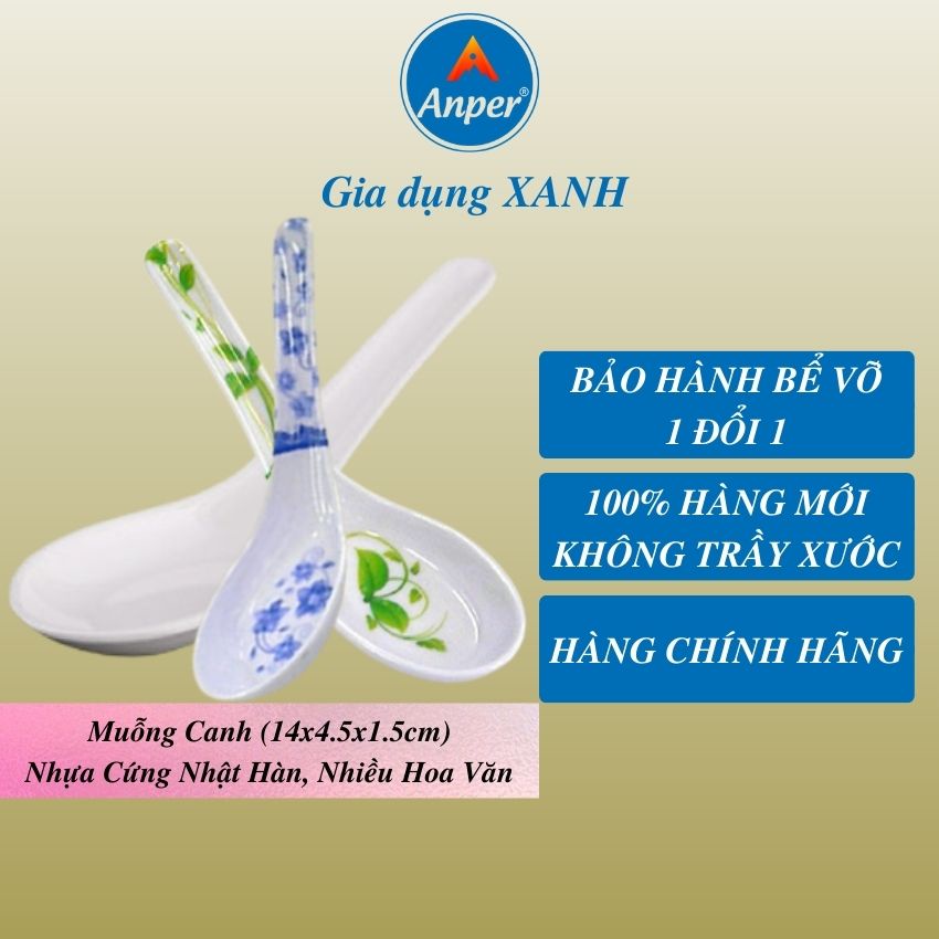 Muỗng nhựa melamine ANPER ăn canh 14 và 21 cm  nhật hàn dùng cho gia đình và nhà hàng sang trọng