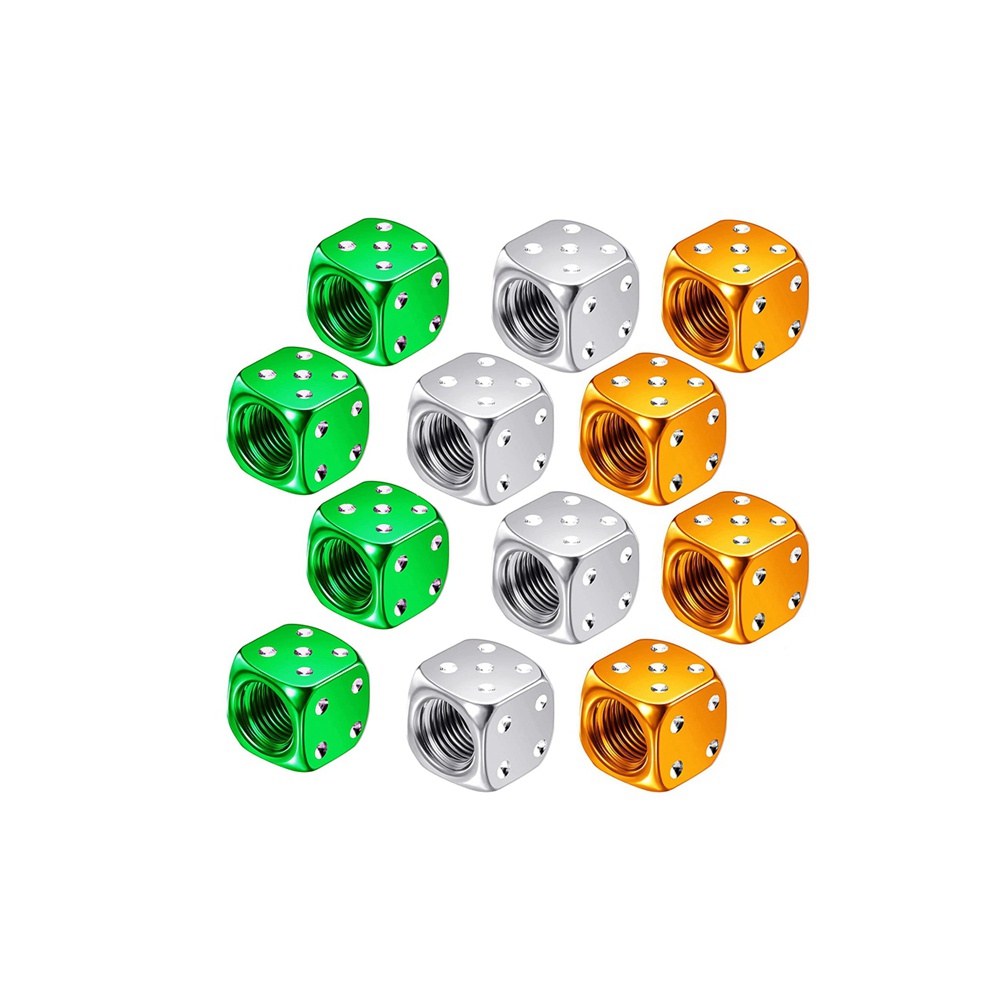 4 Nắp Van Bánh Xe Hơi / Xe Máy Hình Xúc Xắc Bằng Nhôm Nhiều Màu Chống Bụi