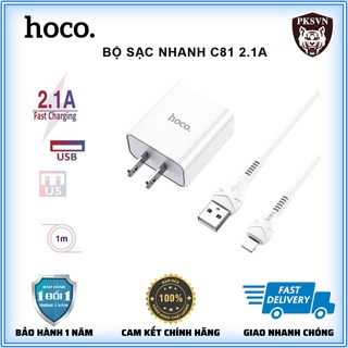 [Mã ELMS10 giảm 6% đơn 50K] Bộ Củ Sạc Nhanh Hoco C81 Kèm Cáp ip/Micro USB/Type C-Bộ Cáp Sạc Nhanh 5V/2.1A-Bảo Hành 12T
