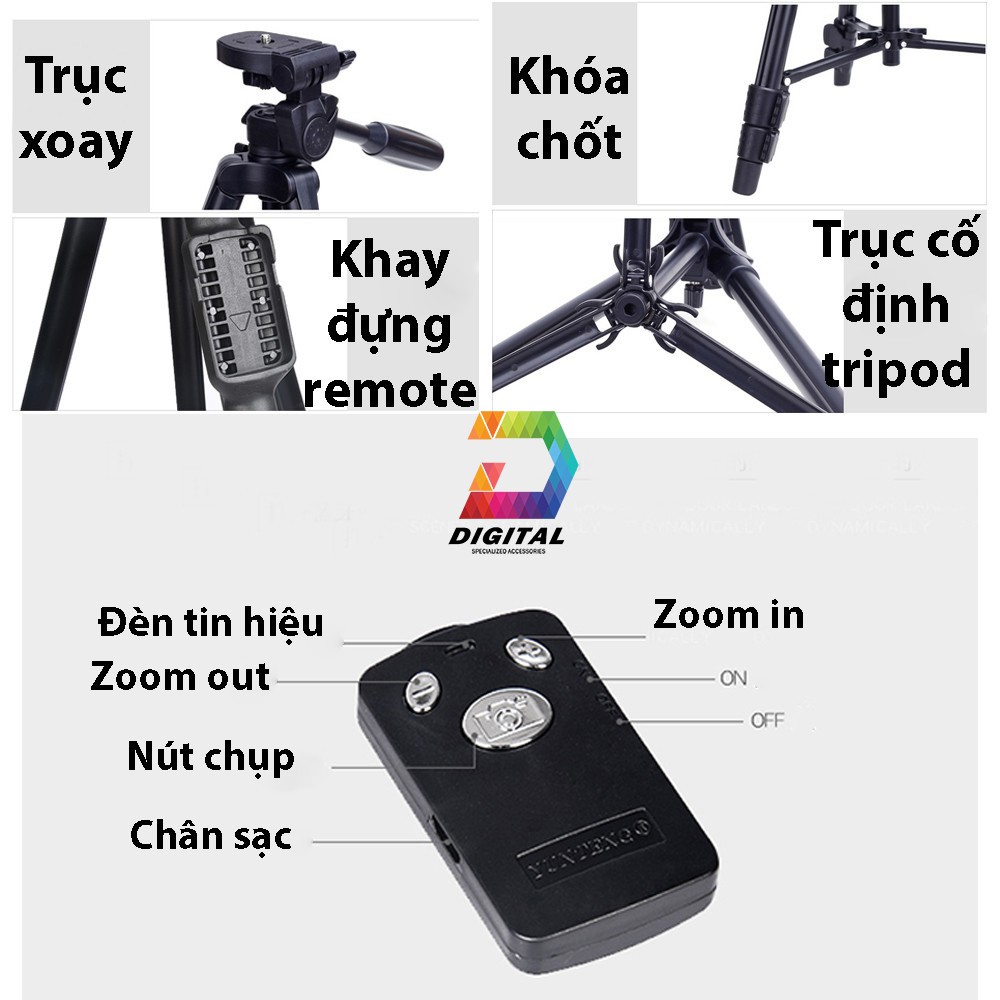 Gậy Tripod 3 Chân 5208 Chính Hãng