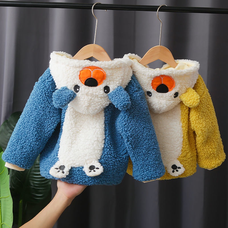 Mới Áo Khoác Lót Bông Dày Có Mũ Trùm Thời Trang Thu Đông Cho Bé 1-5 Tuổi