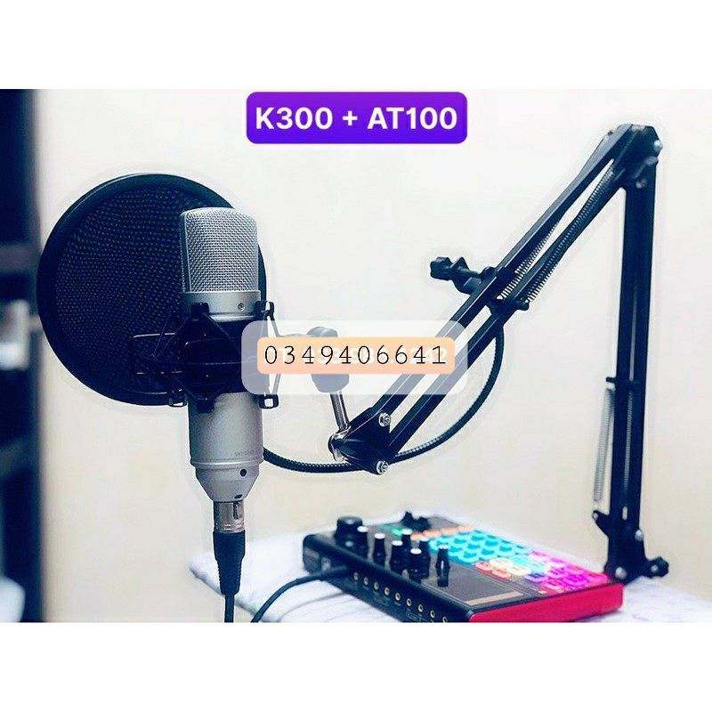 Combo bộ Sound Card K300 Và Mic Thu Âm ISK AT100 Chính Hãng Tặng Kèm Tai Nghe Kiểm Âm Bảo Hành Lên Đến 12 Tháng