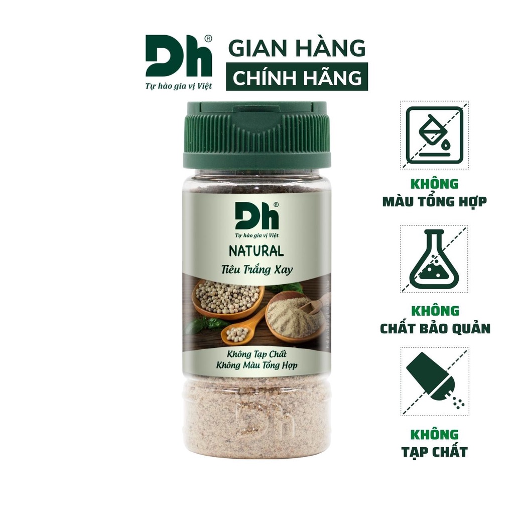 Tiêu trắng xay nguyên chất Natural DH Foods chế biến món ăn 45gr/80gr - DHGVT29