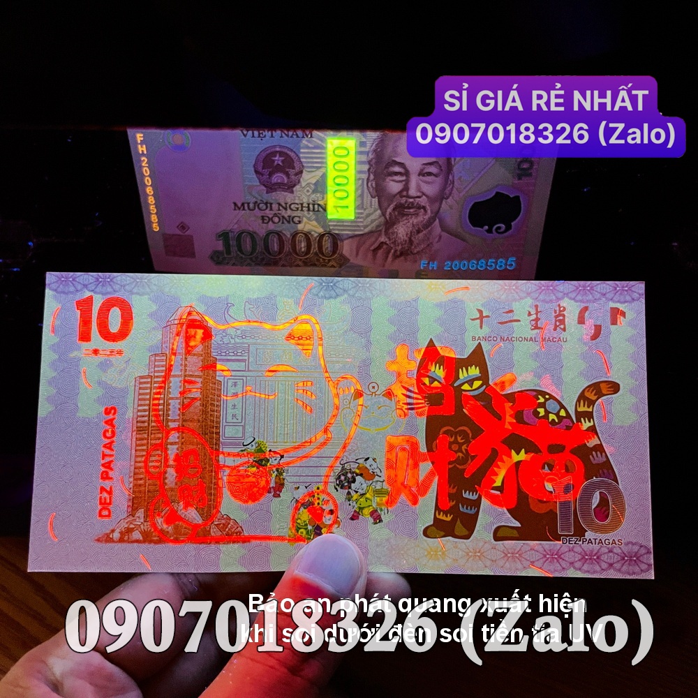 Xấp 100 Tờ tiền Lì xì độc 10 Macao hình con Mèo sang chảnh