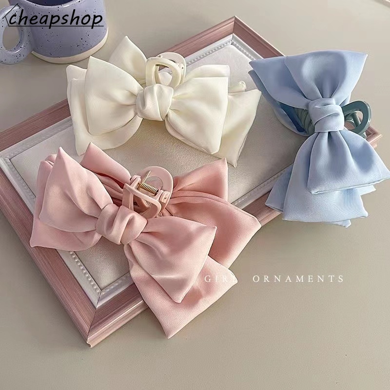 iF YOU Kẹp tóc   vải satin kiểu nơ phong cách cổ điển thanh lịch cho nữ